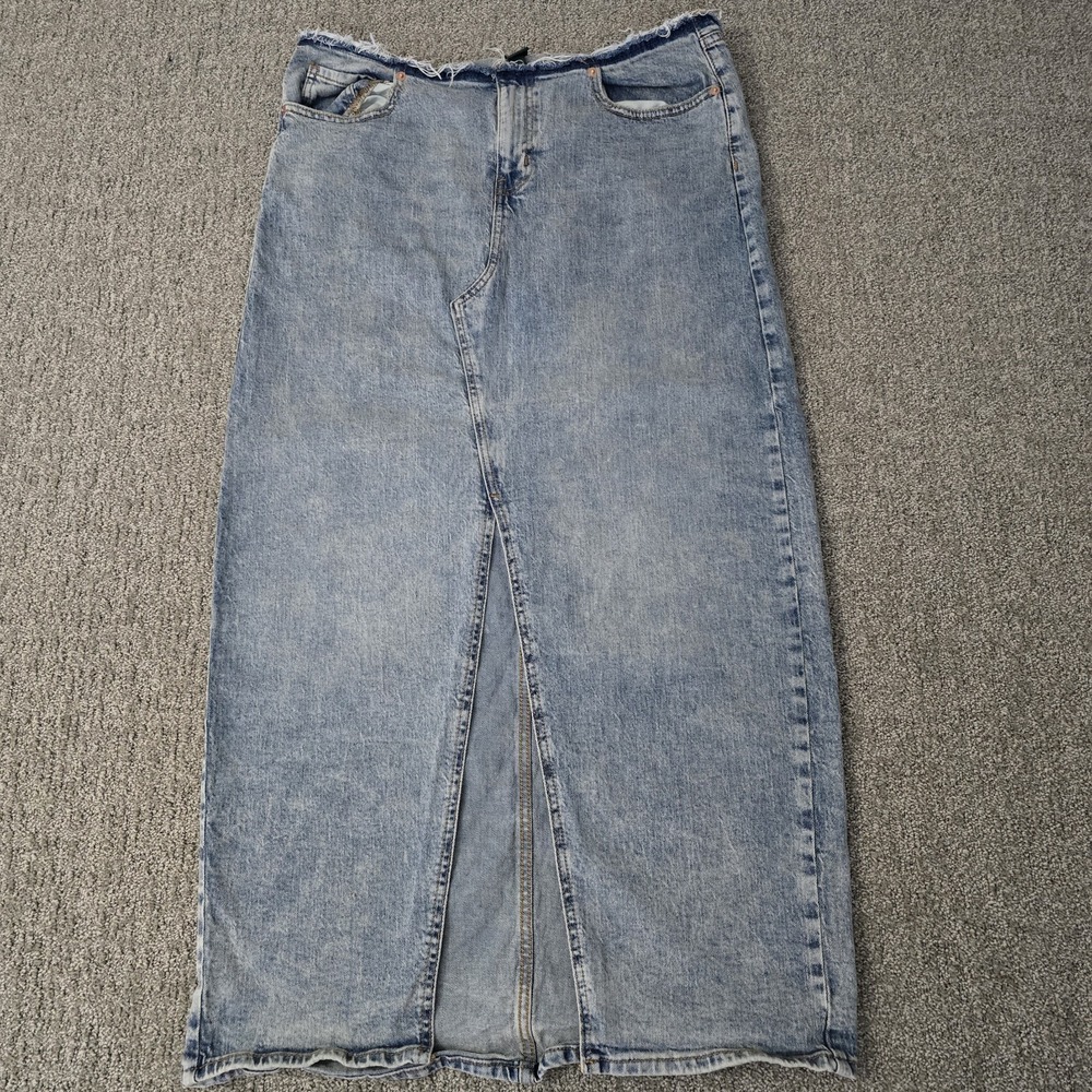 Wild Fable Denim Maxi Skirt Women's 12 Light‎ Wash High Rise Front Slit Y2K